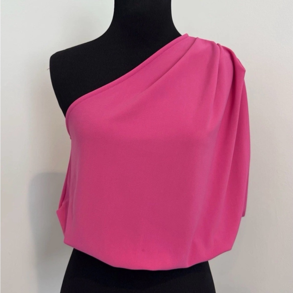 Zara Draped Asymmetric One Shoulder Top Fuchsia - Size S